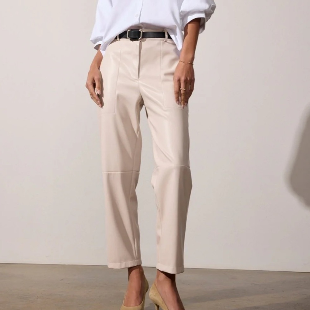 Brochu Walker Pearle Vegan Leather Ankle Pants Stone XS